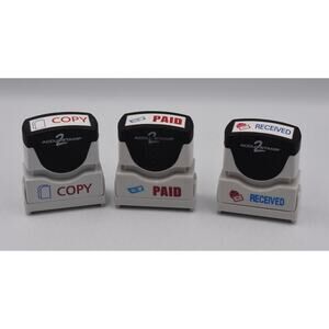 Accustamp2 Pre-Inked Shutter Stamp with Microban Red/Blue COPY PAID RECEIVED